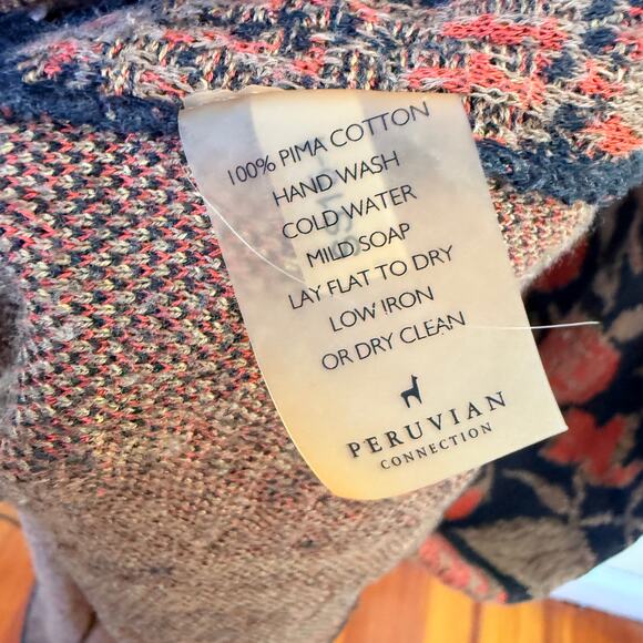 Peruvian Connection Jacquard Knit Maxi Dress Size Large Floral Print Stretch - Picture 6 of 6